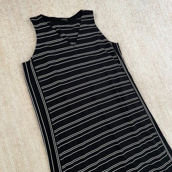 J. Jill Wearever Sleeveless Striped Maxi Dress L Black White - Picture 3 of 10